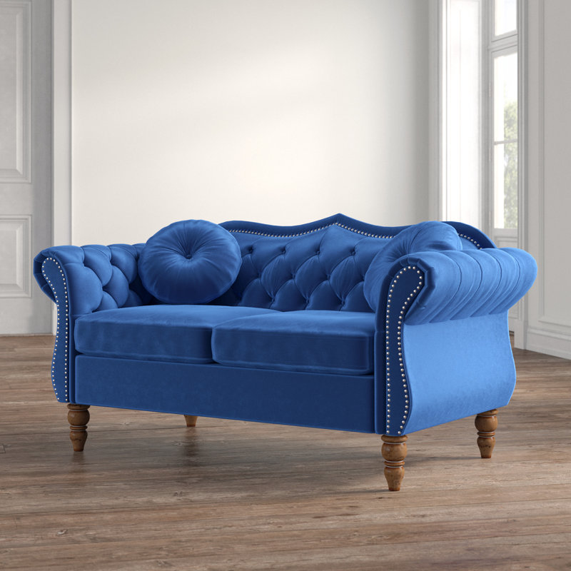 Evianna 65.5'' Velvet Loveseat, Blue