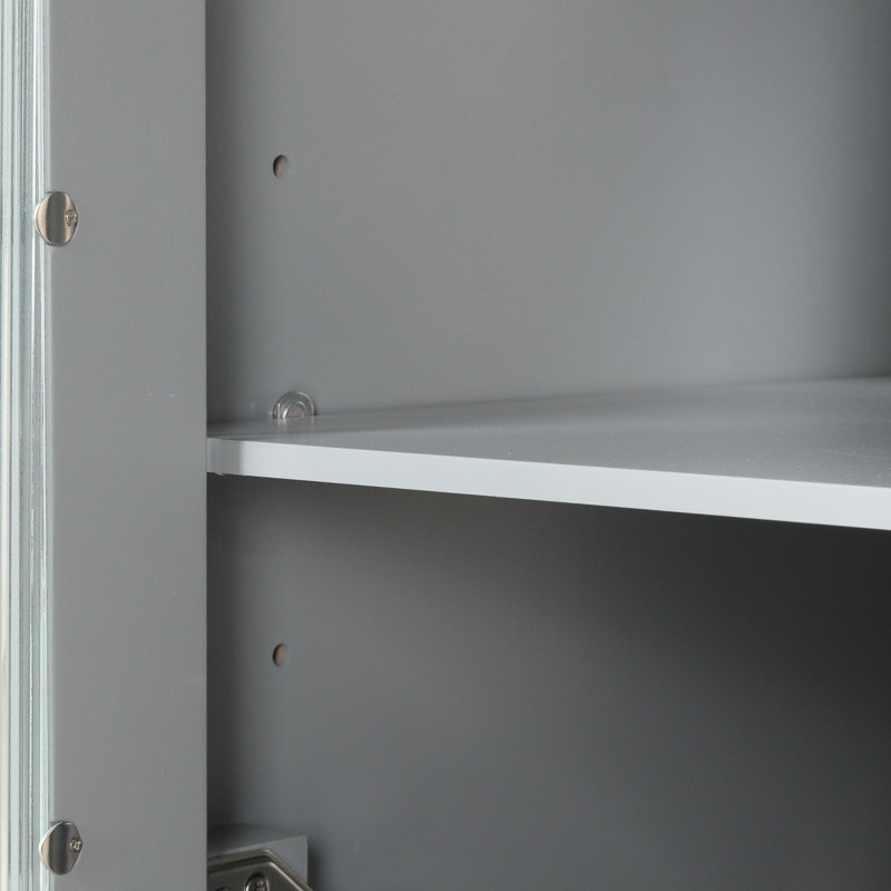 Meuble-lavabo moderne avec lavabo en céramique, deux tiroirs et tablette réglable, Gris