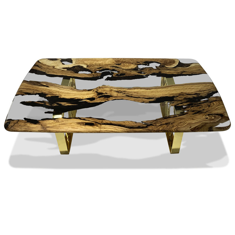 Daphne Coffee Table, 17.7" H x 55.1" L x 27.5" W, Brass