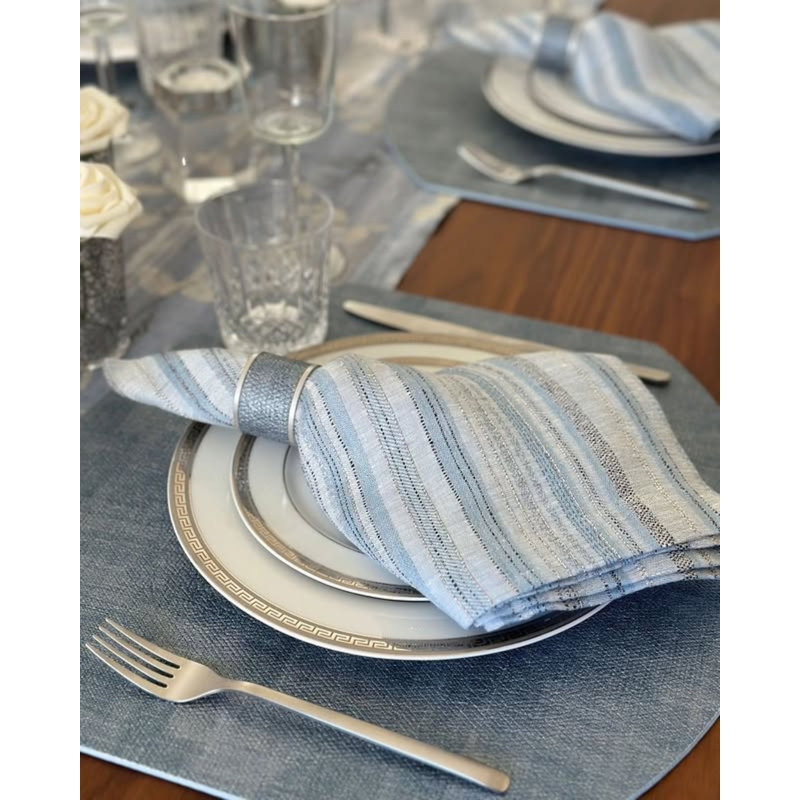 Midas Linen Blend Square Napkins, Ice Blue