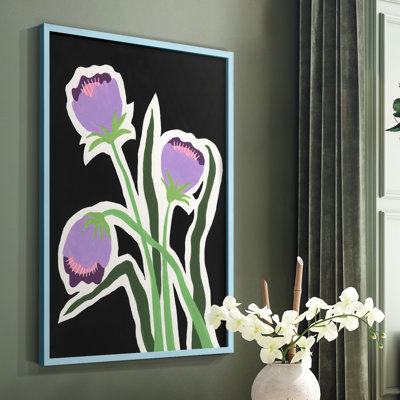 Pop Flowers II, reproduction encadrée - bois massif