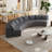 Corduroy Curved Modular Sectional Sofa with Pillows-108843022