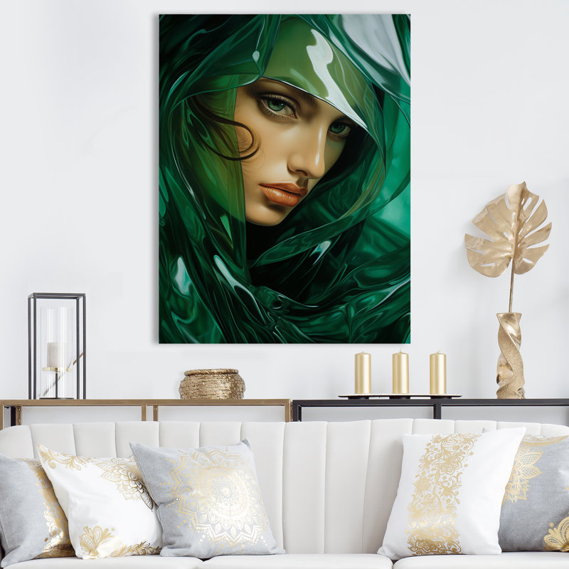 Emerald Enigma Fashion Woman - Imprimé, Toile tendue, 32" H x 16" W