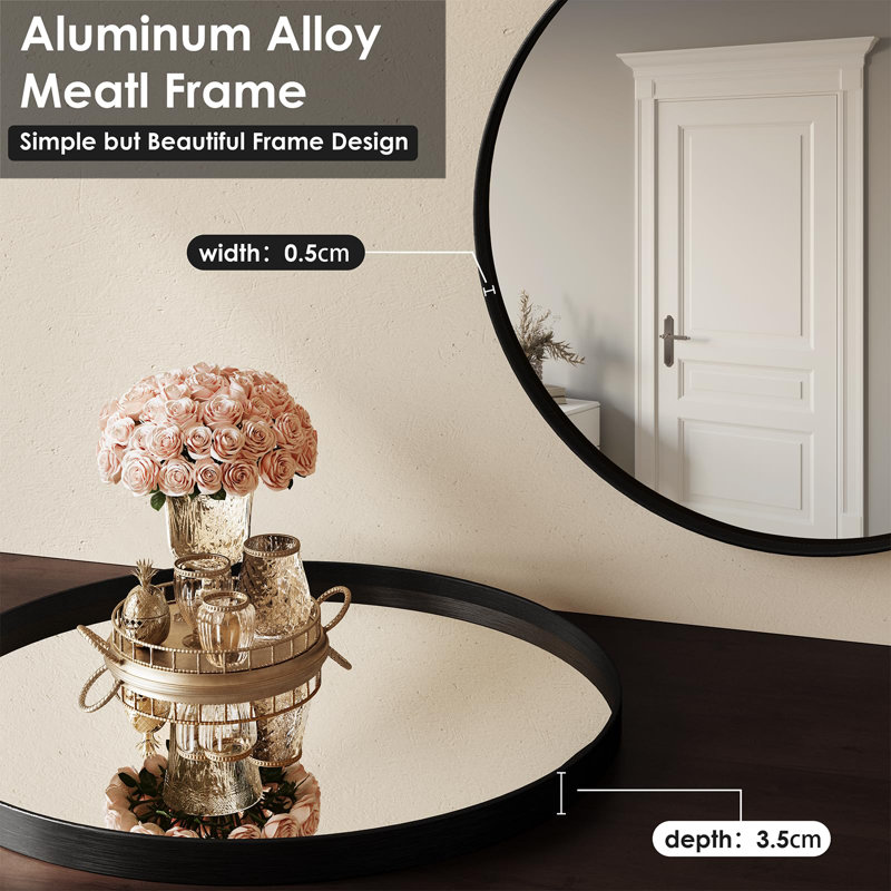 Aluminium Round Mirror, 80 cm H x 80 cm W