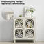 Buffet, armoire de salle de bain autoportante avec portes en verre trempé, console de cuisine rétro moderne, armoire de rangement décorative à 2 portes, couleur crème