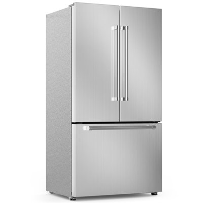 COWSAR Standard-Depth 17.5 cu.ft 29.88-in Wide French Door Refrigerator with Ice Maker,Stell