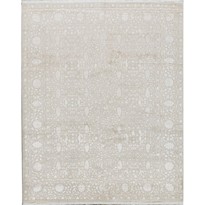 Tapis beige noué à la main de haute qualité
