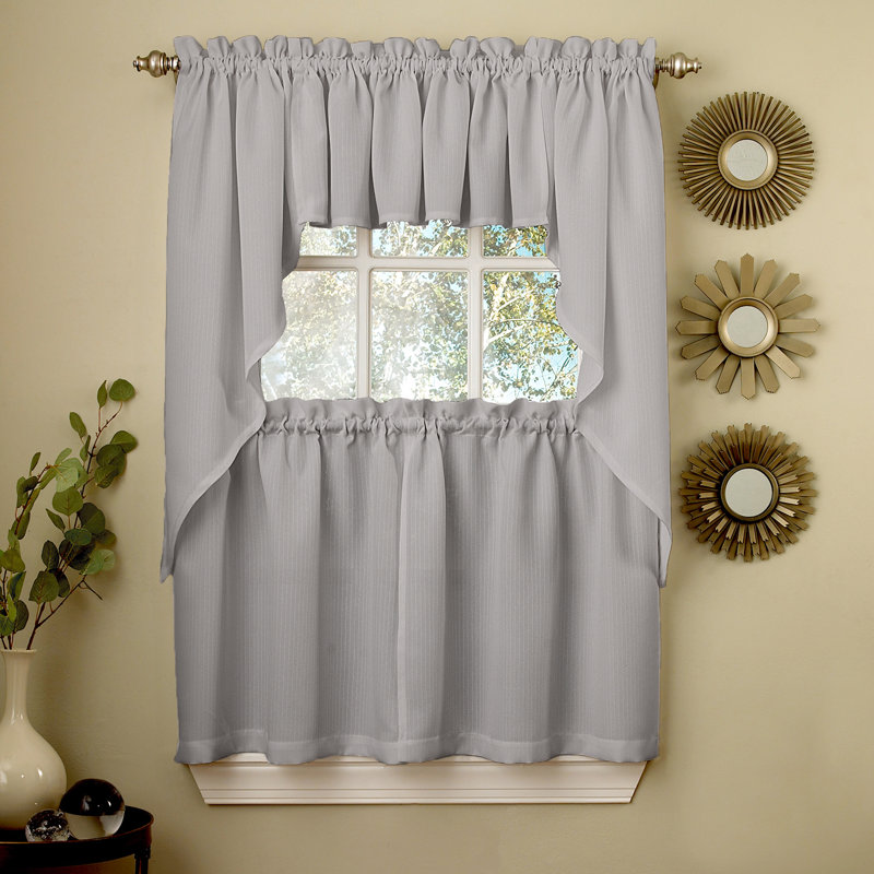 Ensemble de rideaux de cuisine 5 pièces Ennis, L 54 po x L 36 po, Gris