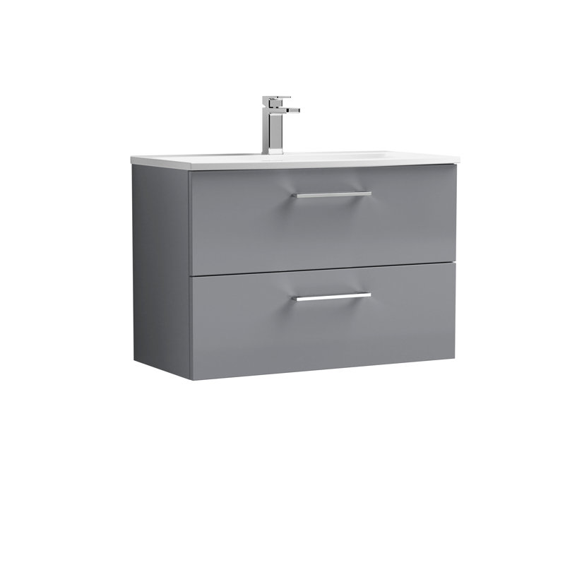Arno 810mm Single Bathroom Vanity with Integrated Vitreous China Basin, Satin Anthracite