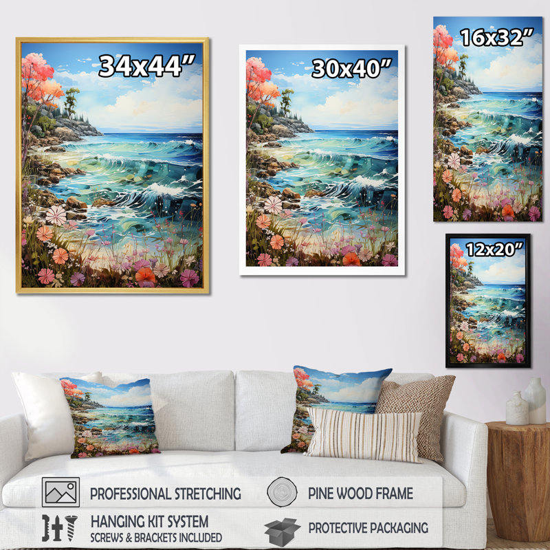 Whimsical Shores sur impression sur toile, Cadre flottant noir, H 20 po x l 12 po x P 1 po