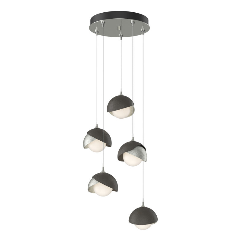 Brooklyn 5 - Light Cluster Geometric Pendant, Standard: 15" to 80", Bronze, Black
