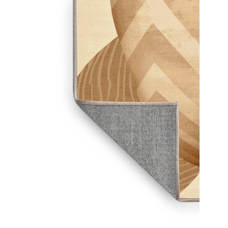 Machine Washable Higgins Mango Tropical Solid Color Rug in Brown – Beige Binding, 6x9