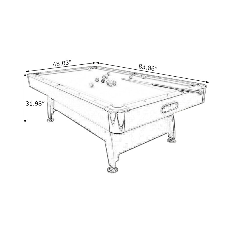 Table de billard d'intérieur trois-en-un multifonctionnelle commerciale, H 31,89 po x L 83,86 po x l 48,03 po , Rouge