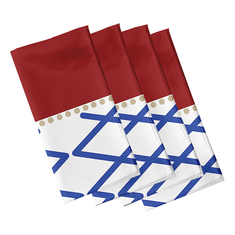 Bartow Polyester Geometric Square Napkin, Red/Blue