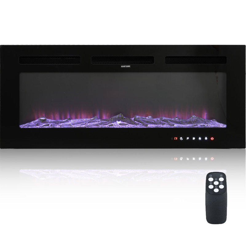 Innisfil Symple Stuff Black Electric Fireplace, 17" H x 42" W x 5.5" D