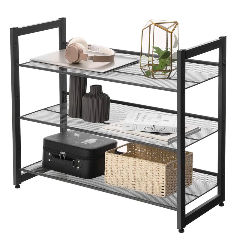 9 Pair Stackable Shoe Rack, Black
