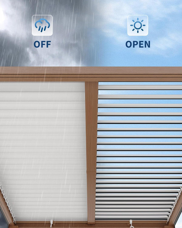 Pergola à persiennes avec toit réglable, cadre en aluminium de qualité supérieure et système de drainage pour patio