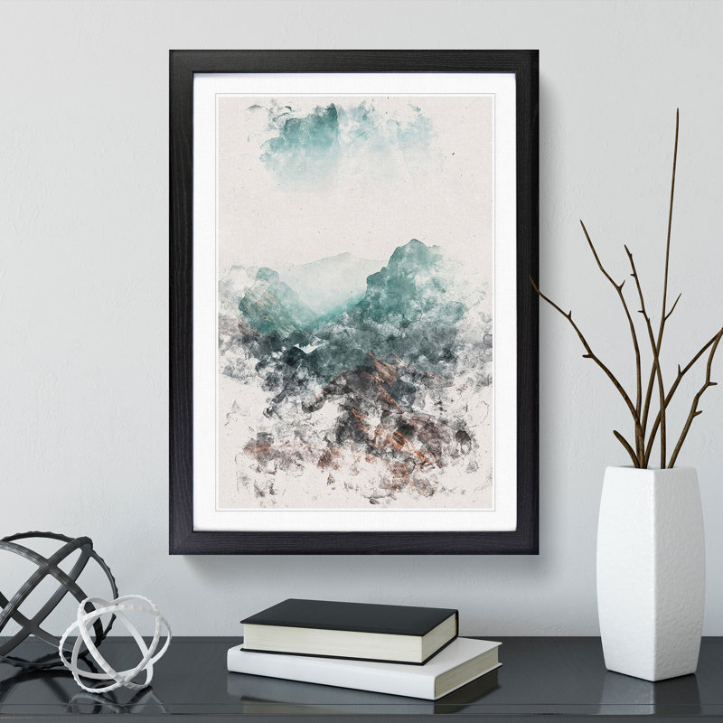 Mountains in Weissbad Switzerland - Framed Print, 45cm H x 33cm W x 2cm D, Black Framed