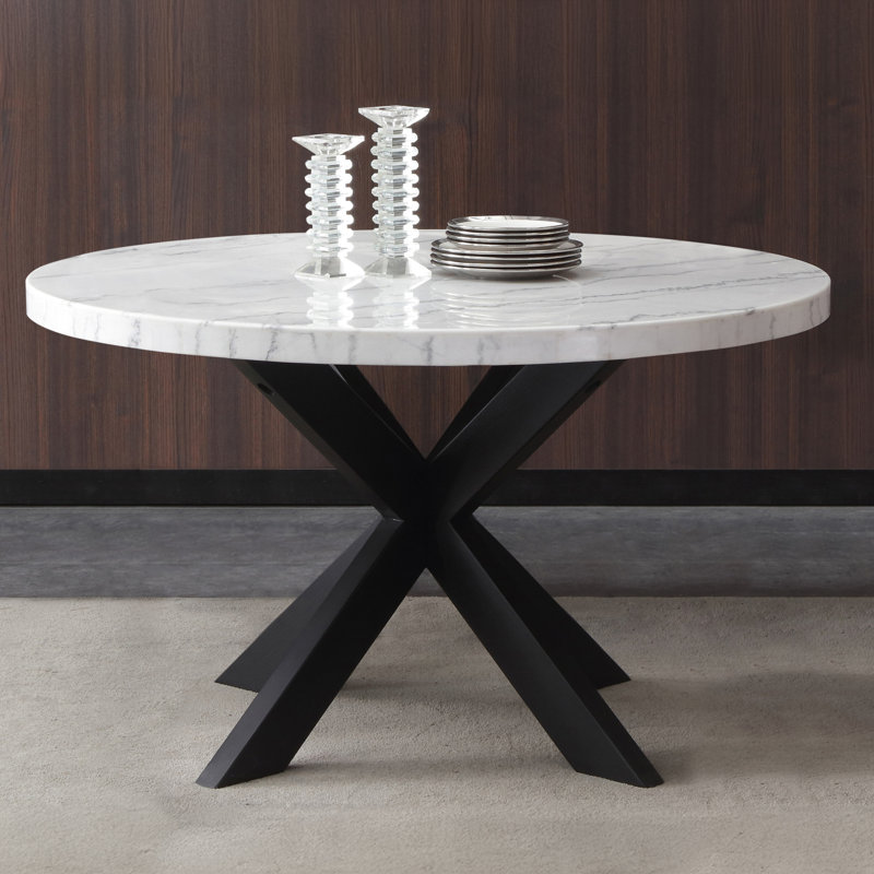 Ensemble repas en marbre 52 po Fishburne Xena, 5 pièces: table, 4 chaises