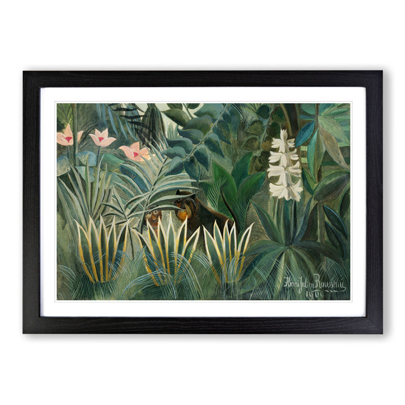 The Equatorial Jungle by Henri Rousseau - Picture Frame Painting, Black, 27cm H x 36cm W x 2cm D