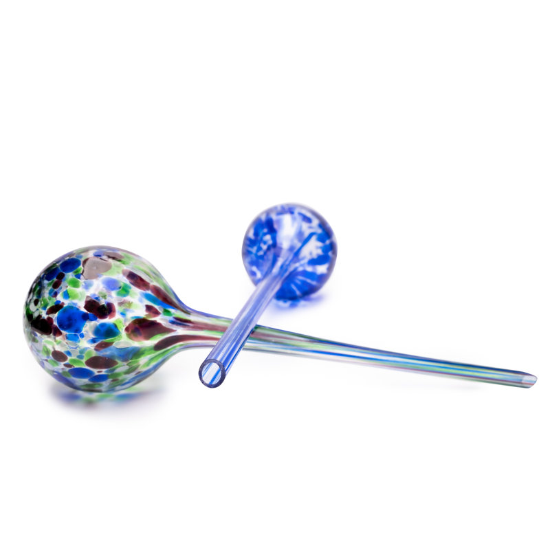  Piquet de jardin en verre abstrait et géométrique, Bleu et vert