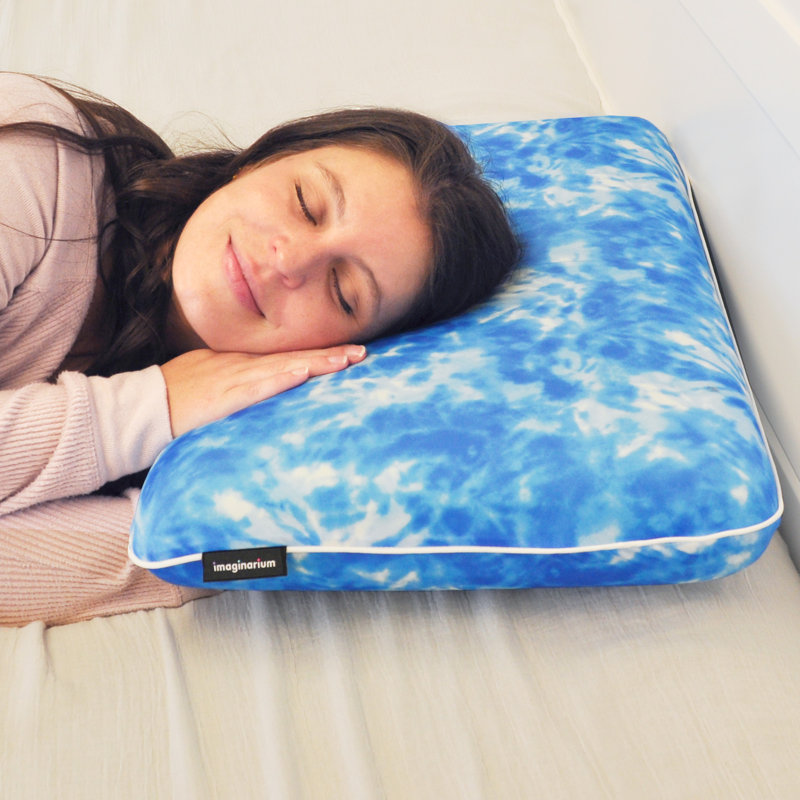 Memory Foam Fun Pillow Medium Standard Bed Pillow with Cool-to-the-Touch Cover, Ocean Blue