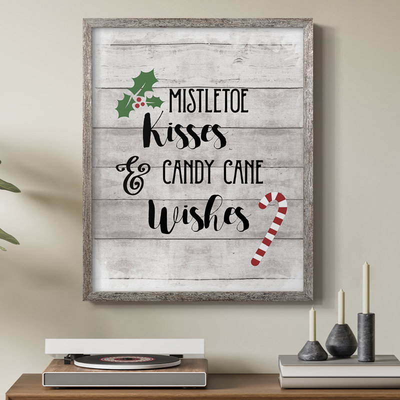 «Mistletoe and Candy Cane», reproduction encadrée - bois massif, H 11 po x l 9 po