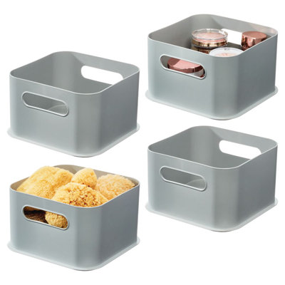 Plastic Storage Bins with Handles for Household Storage and Organization - Ideal for Kitchen, Bathroom, or Home Office