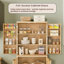 Armoire de rangement en bois cannelée de 72 po de hauteur avec portes, 6 tablettes de porte, organisateur, armoire polyvalente pour la cuisine, la salle à manger, chêne, l 30 po x P 15,75 po x H 72 po.-2019457091