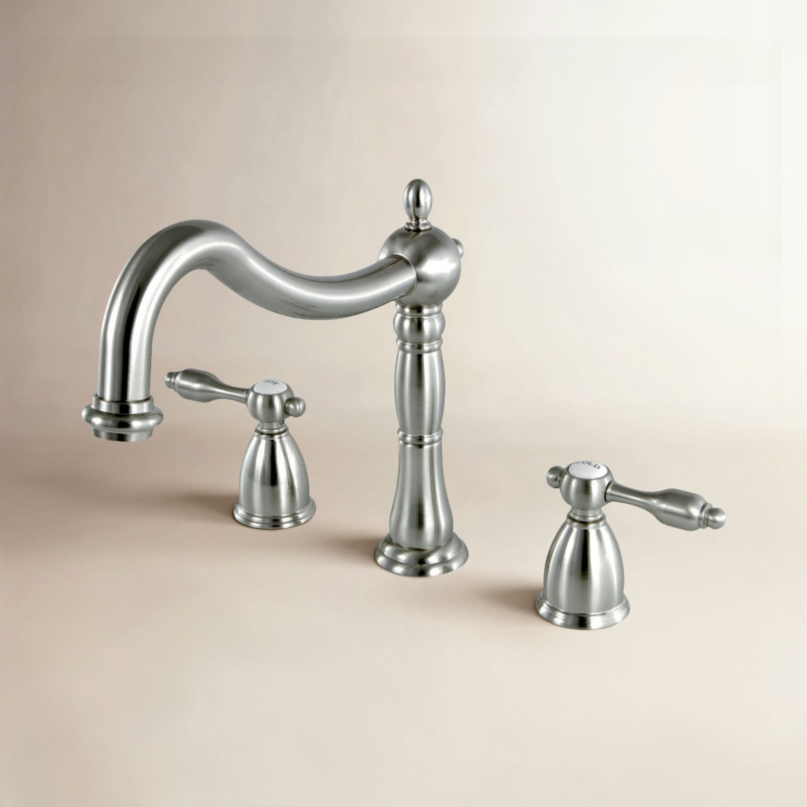 Tudor Deck-Mounted Roman Tub Faucet, Brushed Nickel