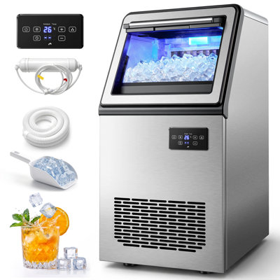 130 Lb. Daily Production Cube Clear Ice Freestanding Ice Maker  Stainless Steel Under Counter