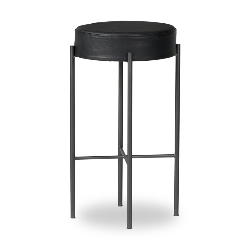Nocona Upholstered Bar Stool, Black/Leather, Bar Stool (30" Seat Height)