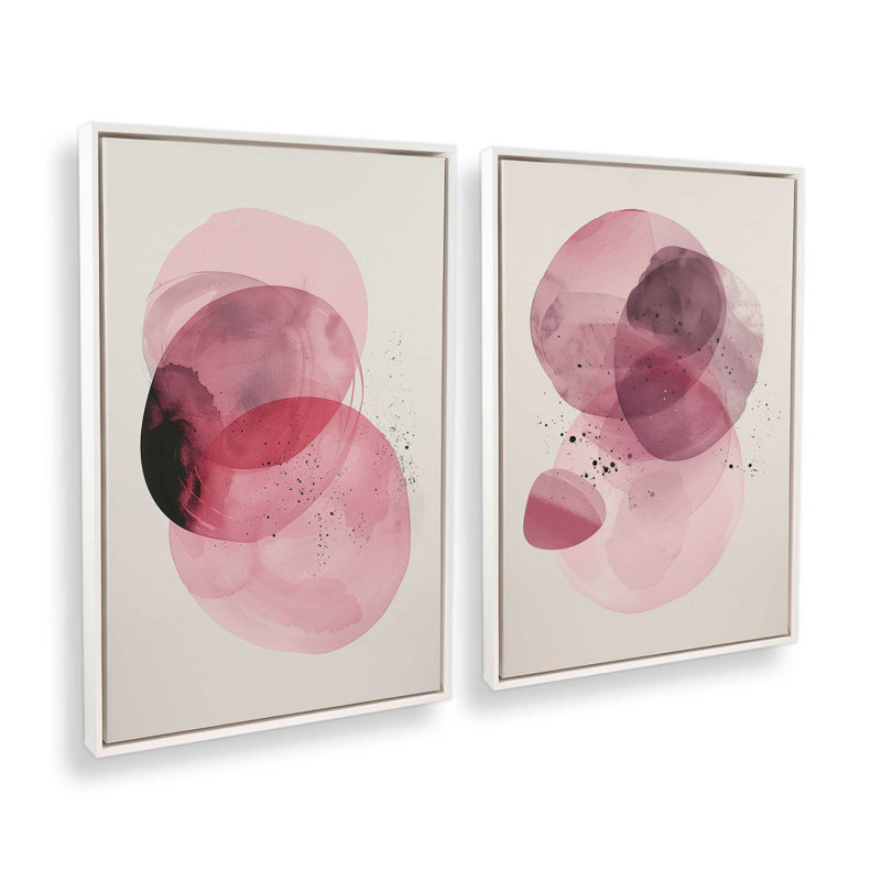 Ensemble de 2 quartz rose Aura, H 13 po x l 18 po, Cadre flottant blanc opaque