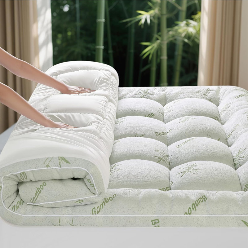 Luxury 10cm Extra Thick Bamboo Mattress Topper - 1000GSM Cloud-Like Plush Topper - Hypoallergenic, Cooling & Hotel Quality