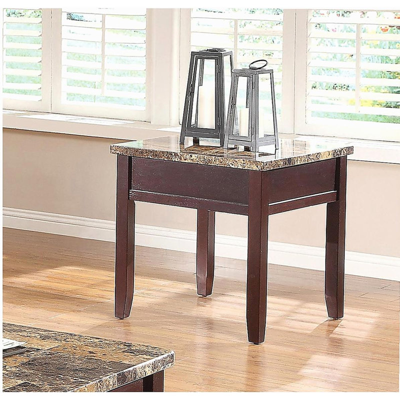 Table de bord de table en bois de cerisier foncé imitation marbre, mobilier de salon moderne en bois 1 pièce