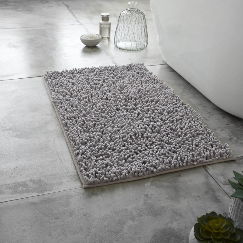 2 Piece Set Rectangle/U-shaped Bath Mat, Silver