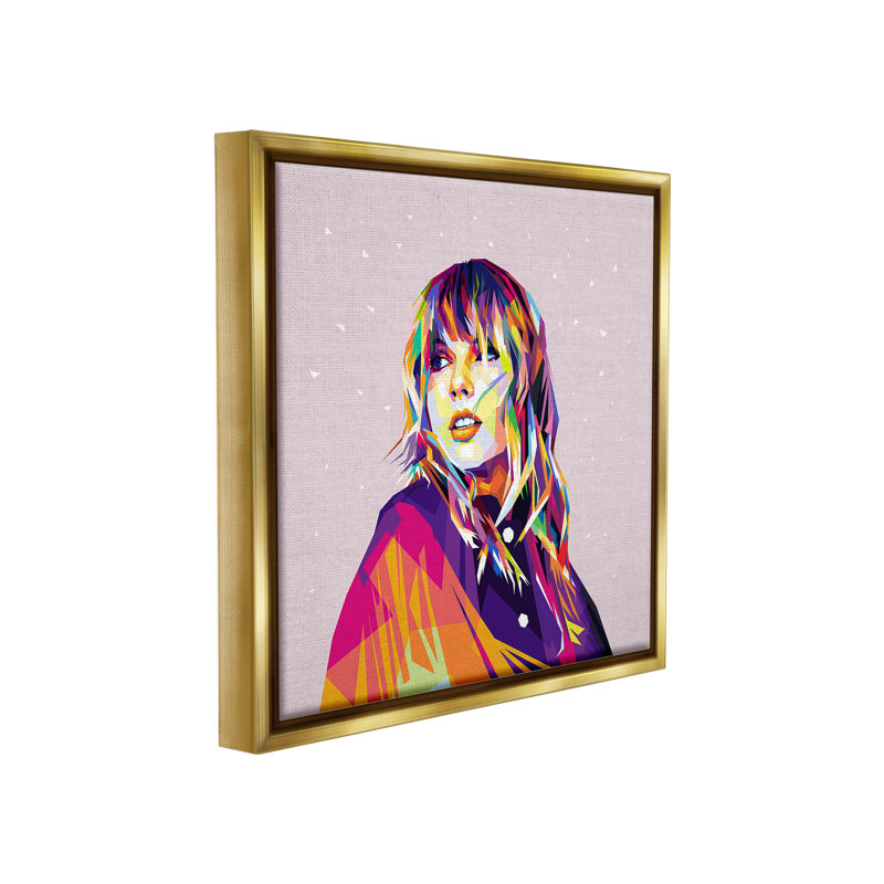 "Motif géométrique Taylor" sur toile, H 25 po x l 25 po, Cadre flottant métallique doré