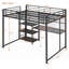 Lit mezzanine double en métal avec bureau et tableau blanc, 3 tablettes Échelle, noir / blanc, L 77,4 po x l 56,5 po x H 66,5 po, aucun sommier requis, support solide-1148817841-1148817846