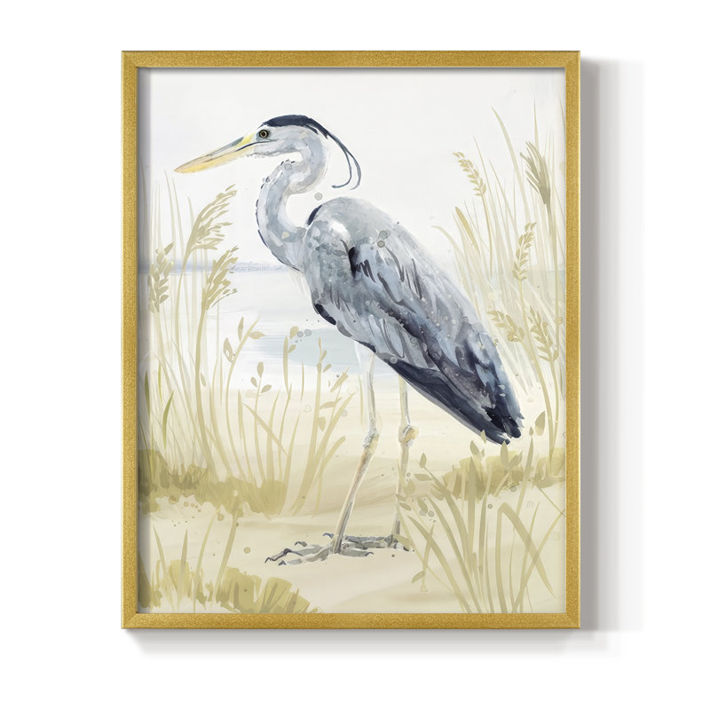 Heron on the Coast II, reproduction encadrée - bois massif, H 21 po x l 17 po, Doré
