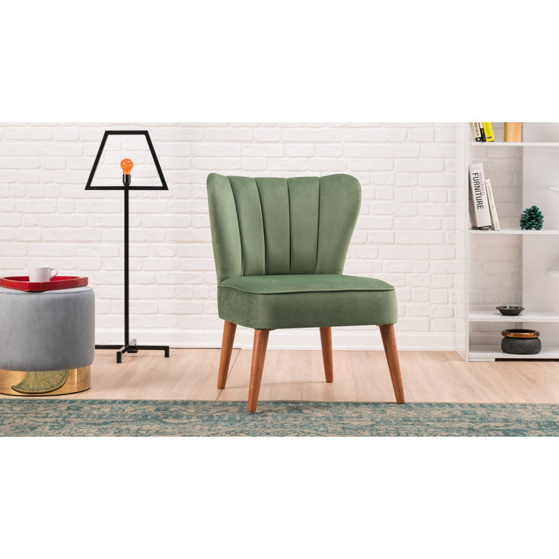 Chaise d'appoint rembourrée Aldobrando, 100 % polyester vert