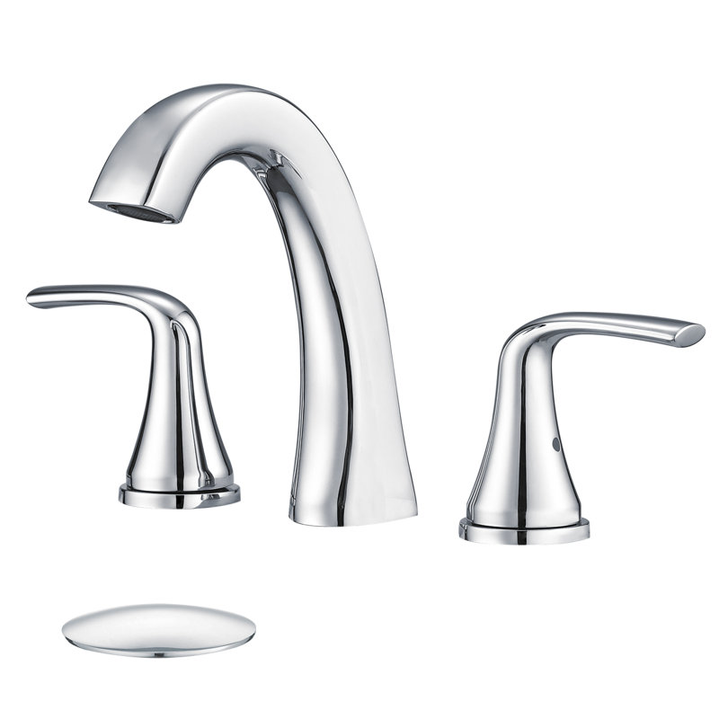 2-handle Bathroom Faucet with Drain Assembly, Chrome