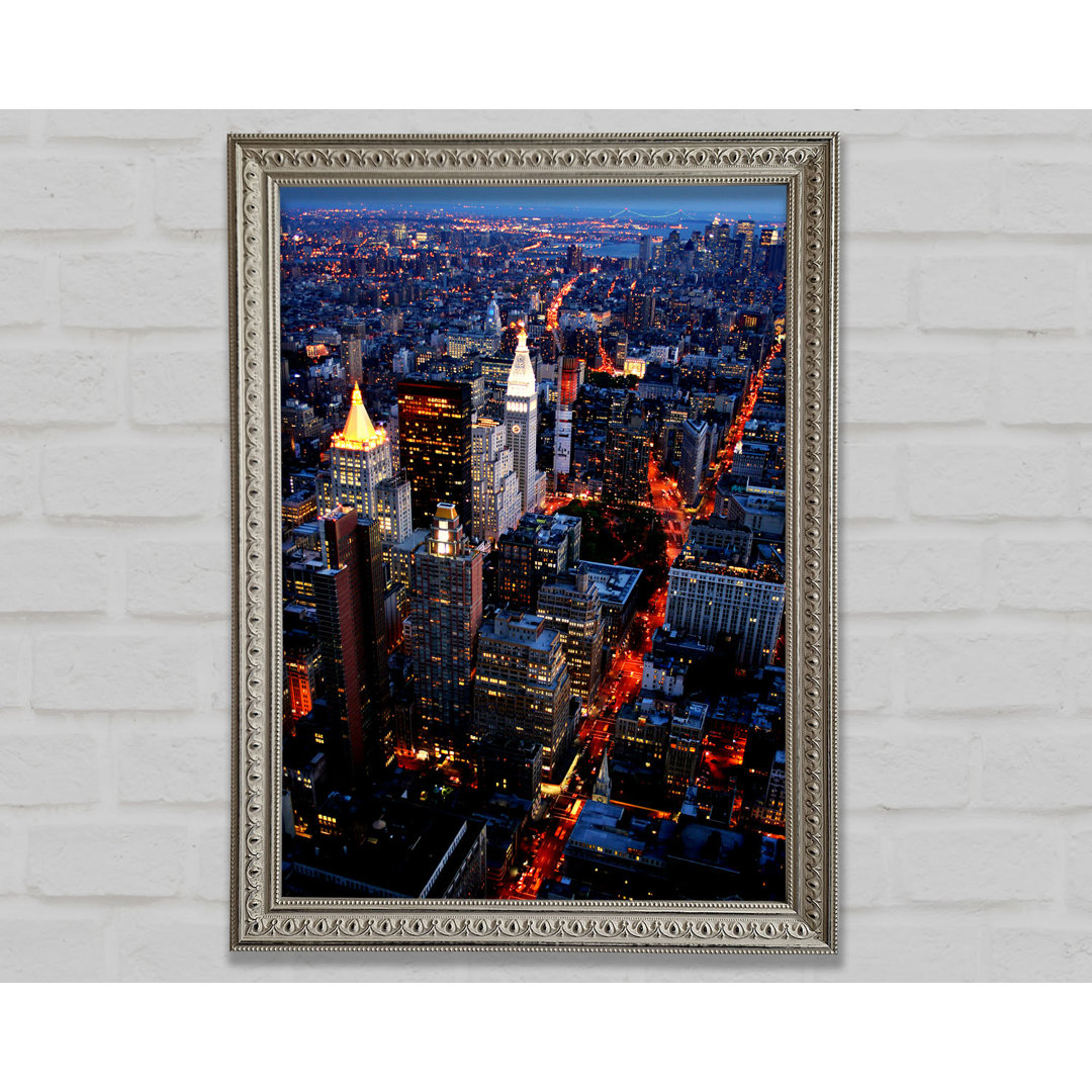 Nyc Ariel View City Lights - Einzelner Bilderrahmen Kunstdrucke