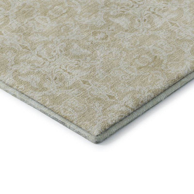 Tapis brun clair Prisco lavable à la machine de qualité supérieure, Rectangulaire 3 pi x 5 pi