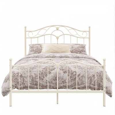Exclusive Elegant Queen Platform Bed Frame with Sunflower Details