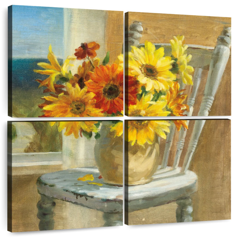Tournesols au bord de la mer, H 18 po x l 18 po