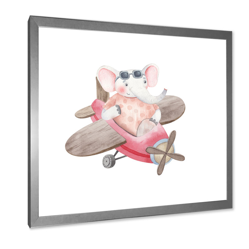 Mignon enfants éléphant volant, L 16 po x H 16 po x P 1 po, Cadre photo argenté