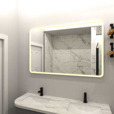 Fog Led Wall Bathroom Vanity Mirror 24 X 32 Dimmable - Over 3000 Lumens, White Iron Frame, Enhanced Lighting Performance Superior Visual Experience