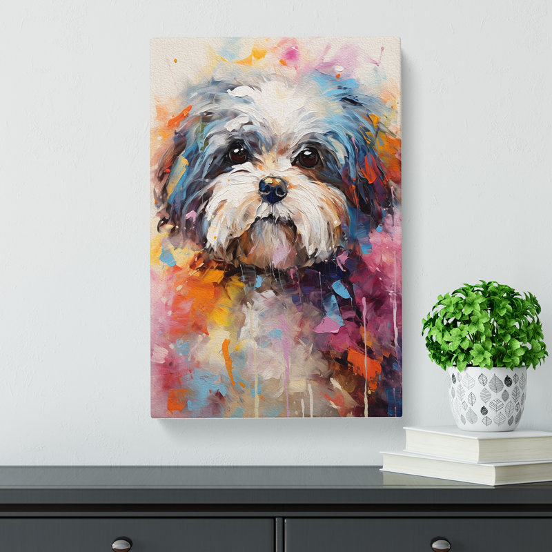 Shih Tzu Impressionism - Print, 76cm H x 50cm W x 3cm D