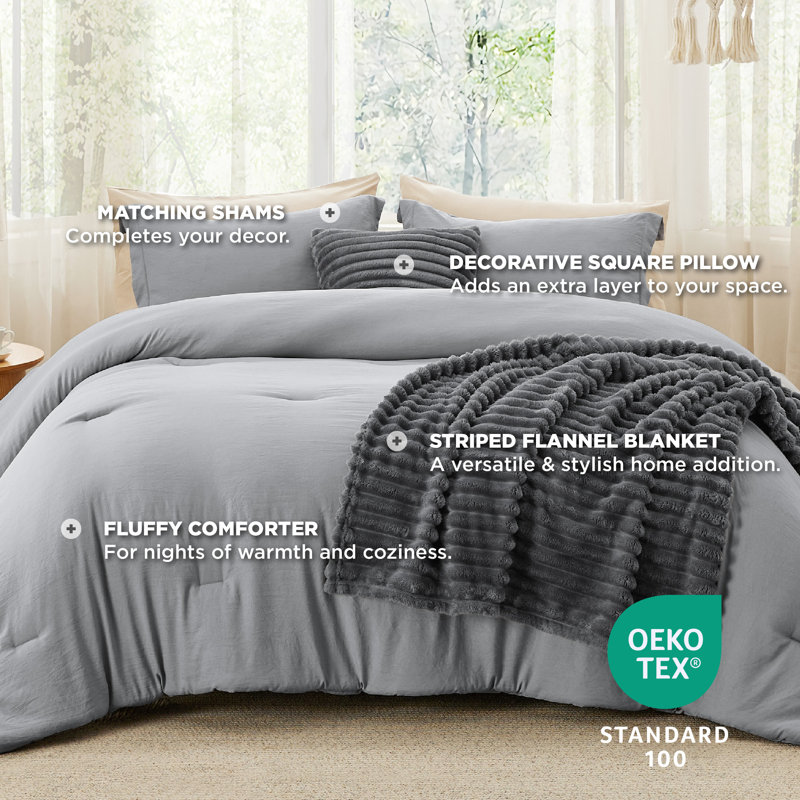 Bedsure All Season Boho Comforter Set With Throw Blanket And Decorative Pillow, Full Comforter + 4 Additional Pieces