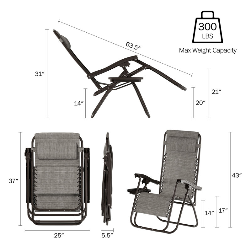 Chaises zéro gravité 2 pièces Cadisha, Gris